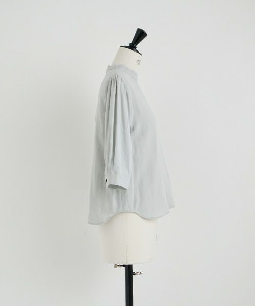 Mochi.モチ.gather blouse(organic cotton) [ms22-b-02/mint blue]