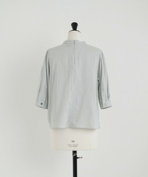Mochi.モチ.gather blouse(organic cotton) [ms22-b-02/mint blue]