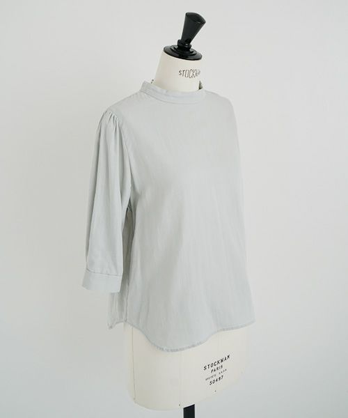 Mochi.モチ.gather blouse(organic cotton) [ms22-b-02/mint blue]