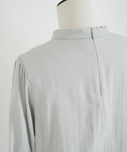 Mochi.モチ.gather blouse(organic cotton) [ms22-b-02/mint blue]