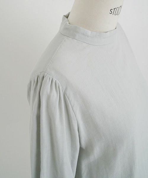 Mochi.モチ.gather blouse(organic cotton) [ms22-b-02/mint blue]