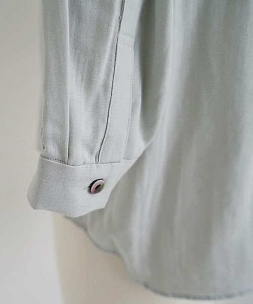 Mochi.モチ.gather blouse(organic cotton) [ms22-b-02/mint blue]