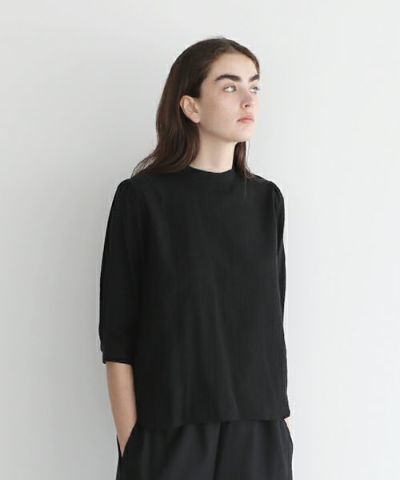 Mochi.モチ.gather blouse(organic cotton) [ms22-b-02/black]