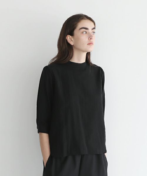Mochi.モチ.gather blouse(organic cotton) [ms22-b-02/black]