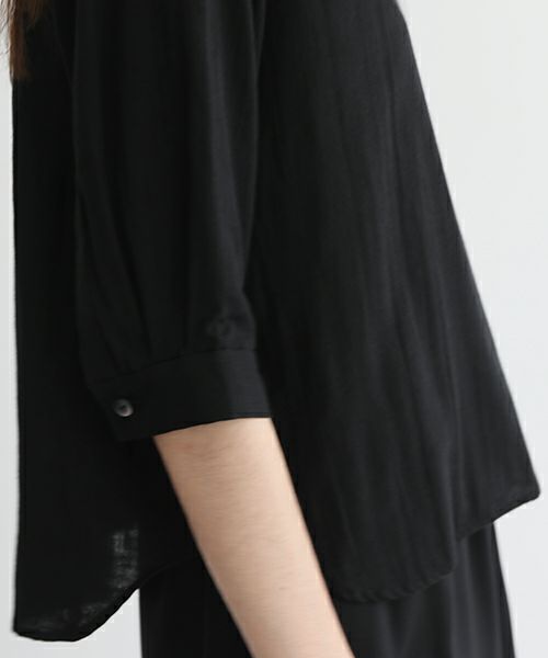 Mochi.モチ.gather blouse(organic cotton) [ms22-b-02/black]