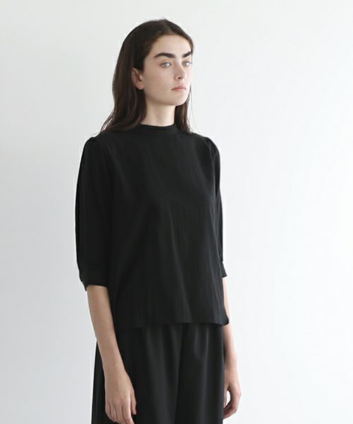 Mochi.モチ.gather blouse(organic cotton) [ms22-b-02/black]