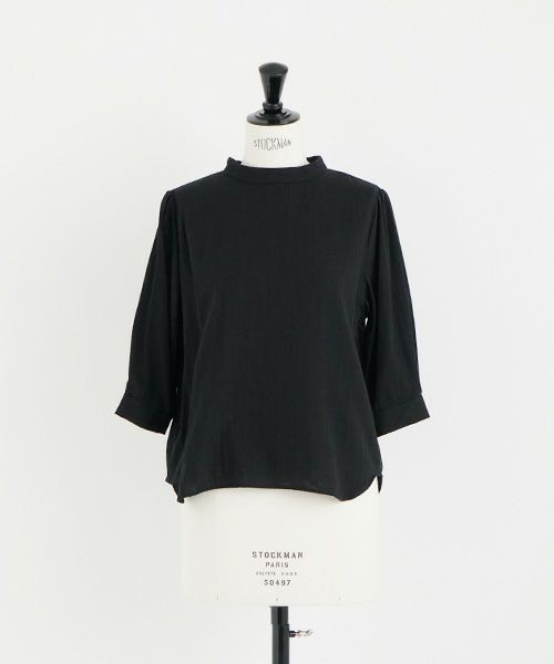 Mochi.モチ.gather blouse(organic cotton) [ms22-b-02/black]