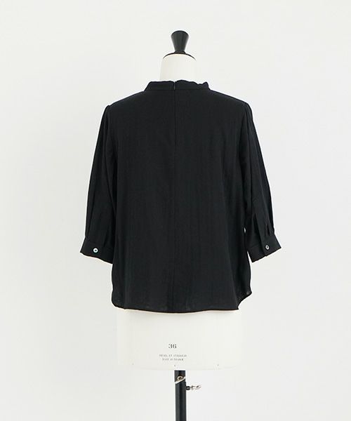 Mochi.モチ.gather blouse(organic cotton) [ms22-b-02/black]