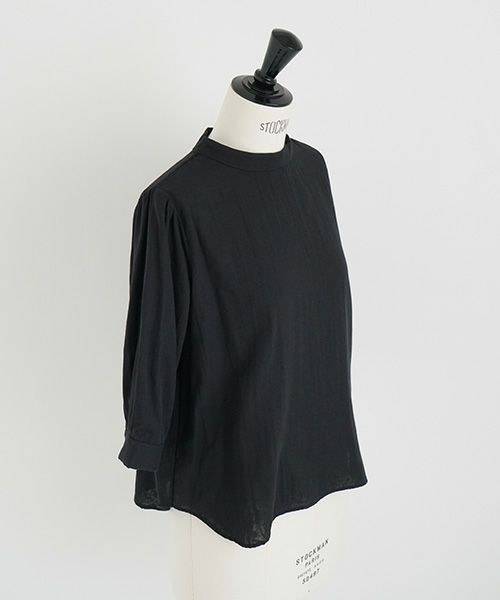 Mochi.モチ.gather blouse(organic cotton) [ms22-b-02/black]