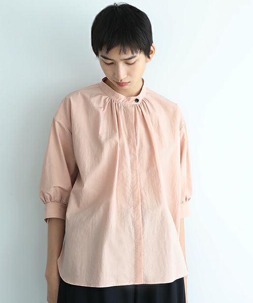 Mochi.モチ.gather blouse(cotton linen) [ms22-b-03/dusty pink]