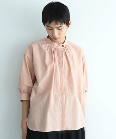 Mochi.モチ.gather blouse(cotton linen) [ms22-b-03/dusty pink]
