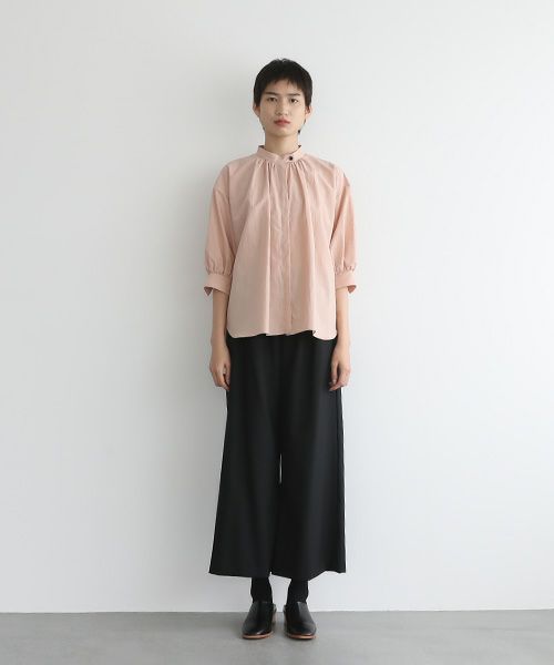 Mochi.モチ.gather blouse(cotton linen) [ms22-b-03/dusty pink]