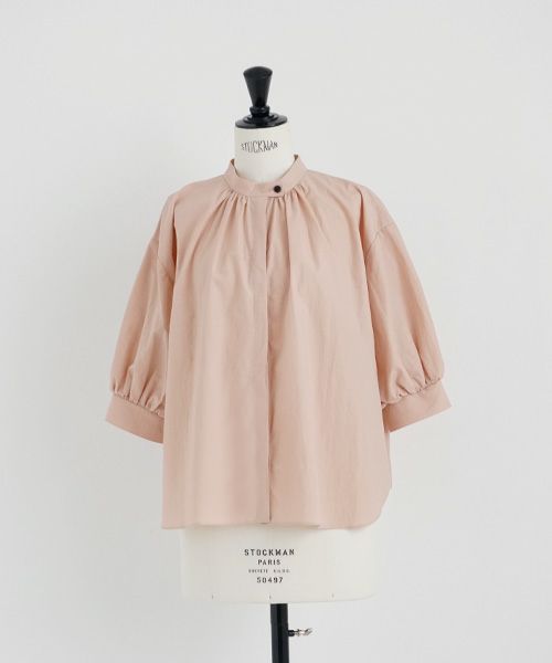 Mochi.モチ.gather blouse(cotton linen) [ms22-b-03/dusty pink]