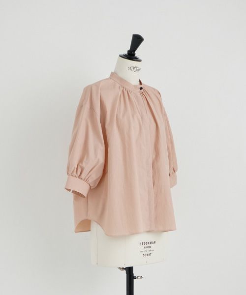 Mochi.モチ.gather blouse(cotton linen) [ms22-b-03/dusty pink]