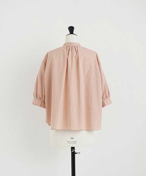 Mochi.モチ.gather blouse(cotton linen) [ms22-b-03/dusty pink]