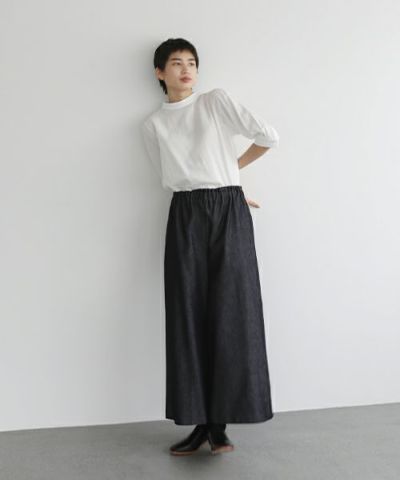 Mochi.モチ.wide deinm pants [mo-pt-04-/dark indigo]