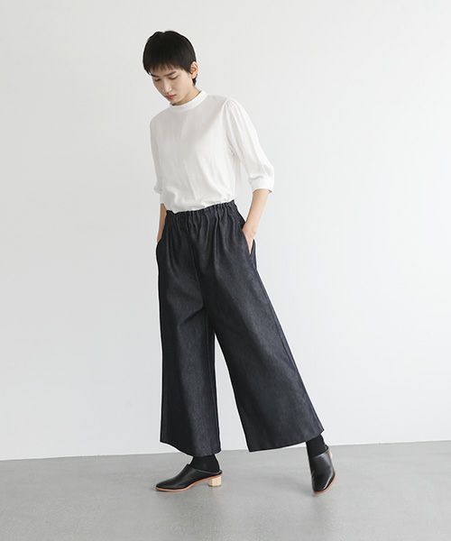 Mochi.モチ.wide deinm pants [mo-pt-04-/dark indigo]