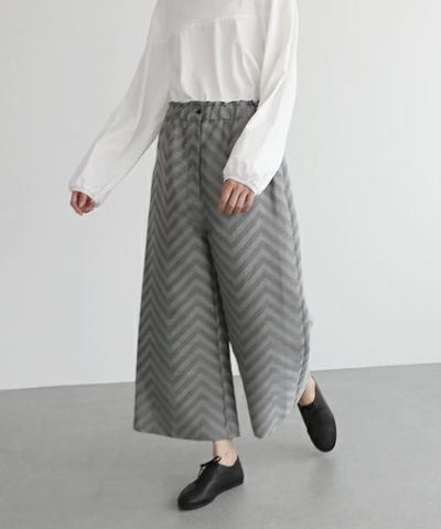 Mochi.モチ.Jacquard wide pants [mo-pt-03/green grey]