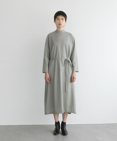 Mochi.モチ.high neck dress [mo-op-01-/green grey]