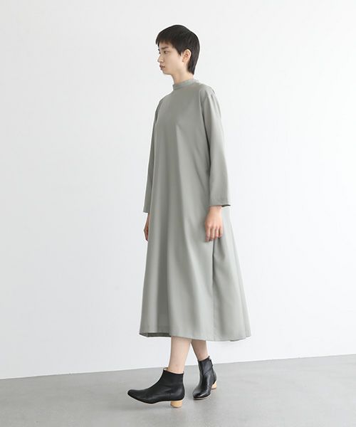 Mochi.モチ.high neck dress [mo-op-01-/green grey]