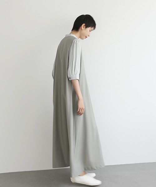 Mochi.モチ.v-neck dress [mo-op-02-/green grey]