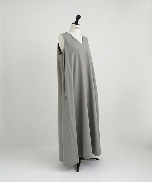 Mochi.モチ.v-neck dress [mo-op-02-/green grey]