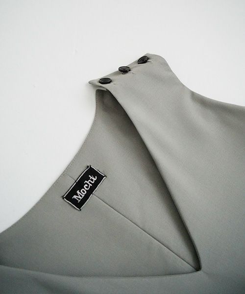 Mochi.モチ.v-neck dress [mo-op-02-/green grey]