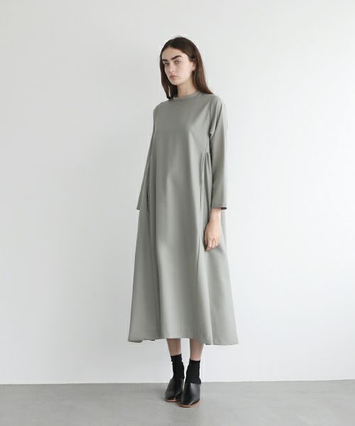 Mochi.モチ.trapeze dress [mo-op-03-/green grey]