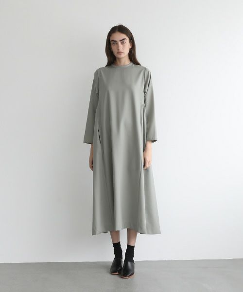 Mochi.モチ.trapeze dress [mo-op-03-/green grey]
