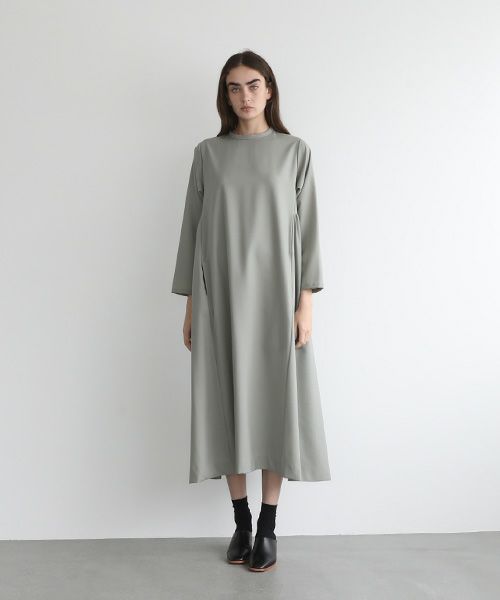 Mochi.モチ.trapeze dress [mo-op-03-/green grey]
