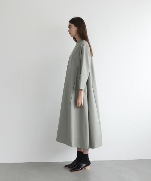 Mochi.モチ.trapeze dress [mo-op-03-/green grey]