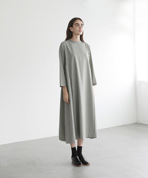 Mochi.モチ.trapeze dress [mo-op-03-/green grey]