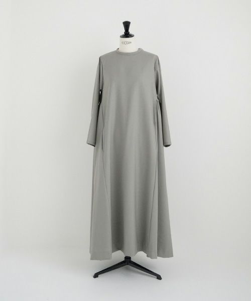 Mochi.モチ.trapeze dress [mo-op-03-/green grey]