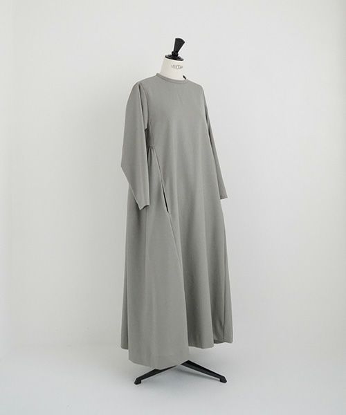Mochi.モチ.trapeze dress [mo-op-03-/green grey]