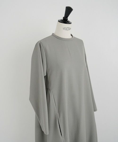 Mochi.モチ.trapeze dress [mo-op-03-/green grey]