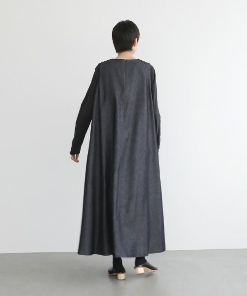 Mochi.モチ.v-neck denim dress [mo-op-04/dark indigo/・1]
