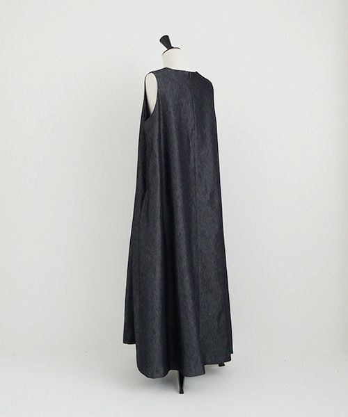 Mochi.モチ.v-neck denim dress [mo-op-04/dark indigo/・1]
