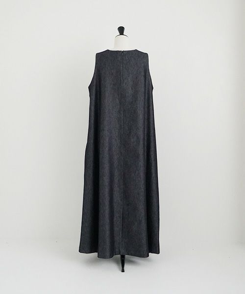 Mochi.モチ.v-neck denim dress [mo-op-04/dark indigo/・1]