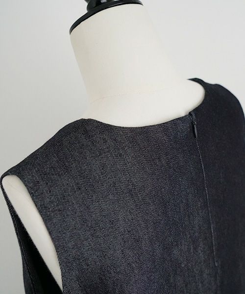 Mochi.モチ.v-neck denim dress [mo-op-04/dark indigo/・1]