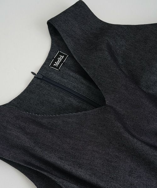 Mochi.モチ.v-neck denim dress [mo-op-04/dark indigo/・1]