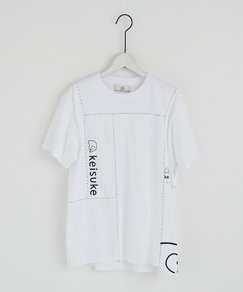keisuke kandaケイスケカンダロゴ継ぎのTシャツ[C1/白]keisuke kanda