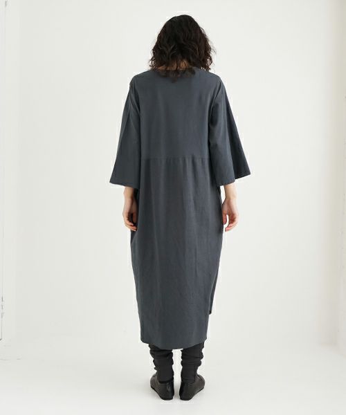 Mochi / home&miles.モチ / ホーム＆マイルズ.organic cotton ＆ linen layered one piece [sumi]