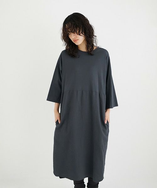 Mochi / home&miles.モチ / ホーム＆マイルズ.organic cotton ＆ linen layered one piece [sumi]