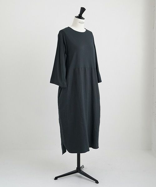 Mochi / home&miles.モチ / ホーム＆マイルズ.organic cotton ＆ linen layered one piece [sumi]