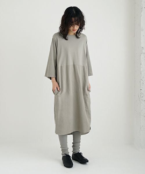 Mochi / home&miles.モチ / ホーム＆マイルズ.organic cotton ＆ linen layered one piece [mud grey]