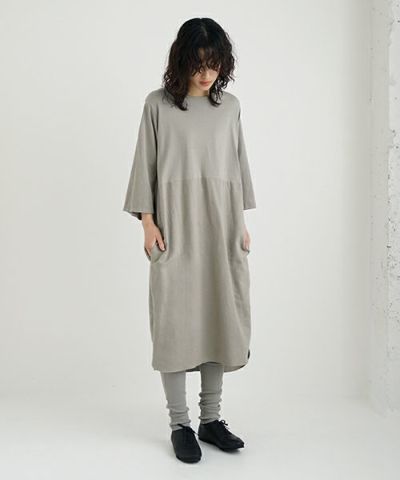 Mochi / home&miles<br>モチ / ホーム＆マイルズ<br>organic cotton ＆ linen layered one piece [mud grey]