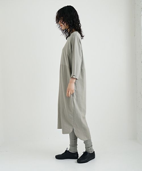 Mochi / home&miles.モチ / ホーム＆マイルズ.organic cotton ＆ linen layered one piece [mud grey]