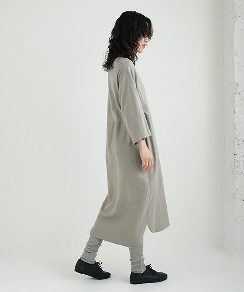 Mochi / home&miles.モチ / ホーム＆マイルズ.organic cotton ＆ linen layered one piece [mud grey]