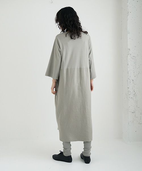 Mochi / home&miles.モチ / ホーム＆マイルズ.organic cotton ＆ linen layered one piece [mud grey]