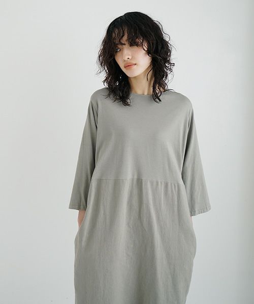 Mochi / home&miles.モチ / ホーム＆マイルズ.organic cotton ＆ linen layered one piece [mud grey]
